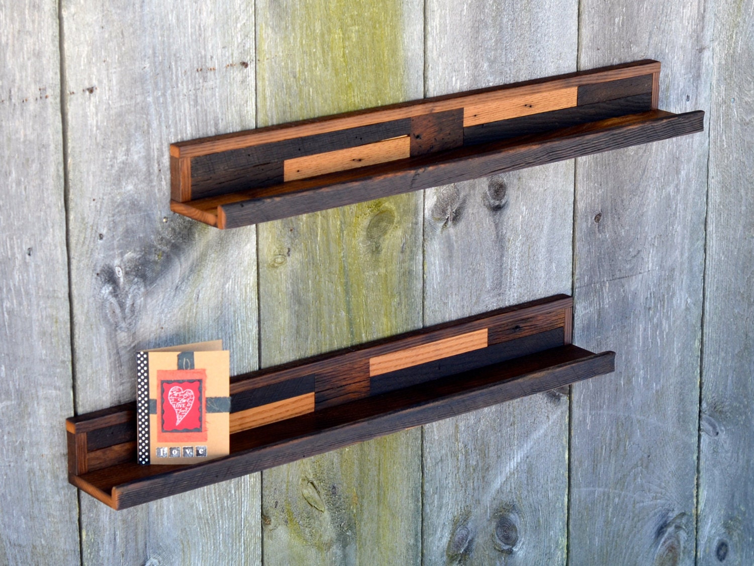 Reclaimed Wood Art Display Ledge Shelves 36 Inch