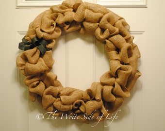 Burlap Bubble Wreath with Bow Accents or Candy Cane Pattern