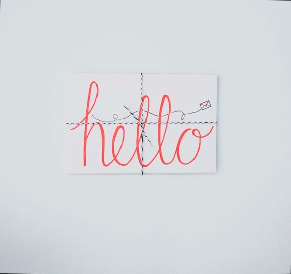 Items similar to Hello Postcards - Pack of 5 on Etsy
