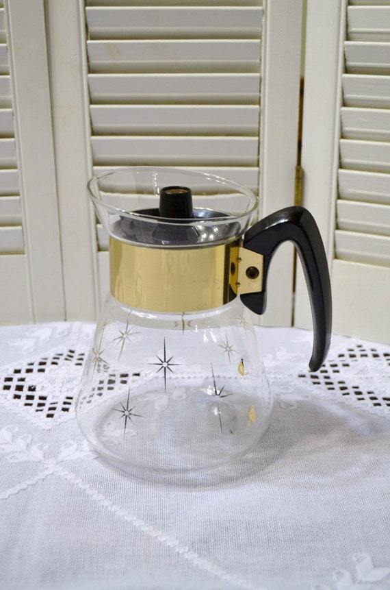 Vintage Pyrex Corning Coffee Carafe 4 Cup Atomic Starburst Mid