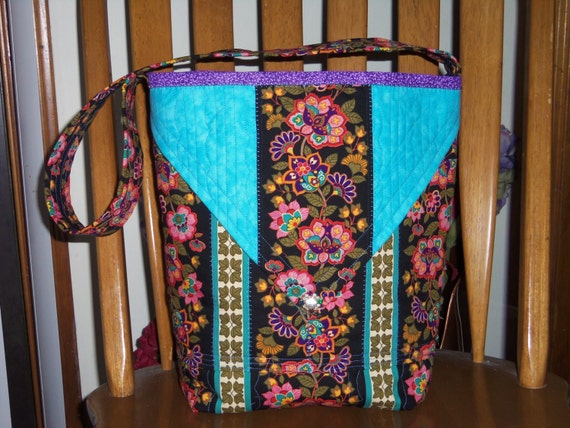 Tote Bag , Purse , FLORAL JEWELED Quilted Carry-All Bag , Large ...