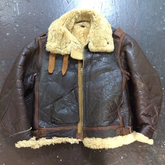 Original WWII B-3 shearling leather bomber jacket rare size 46