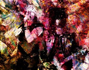 Guns n Roses Art, Axl and Slash Painting, Axl Rose, Slash, Original Art Print