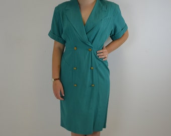 1980's Turquoise Tailored Look Dress