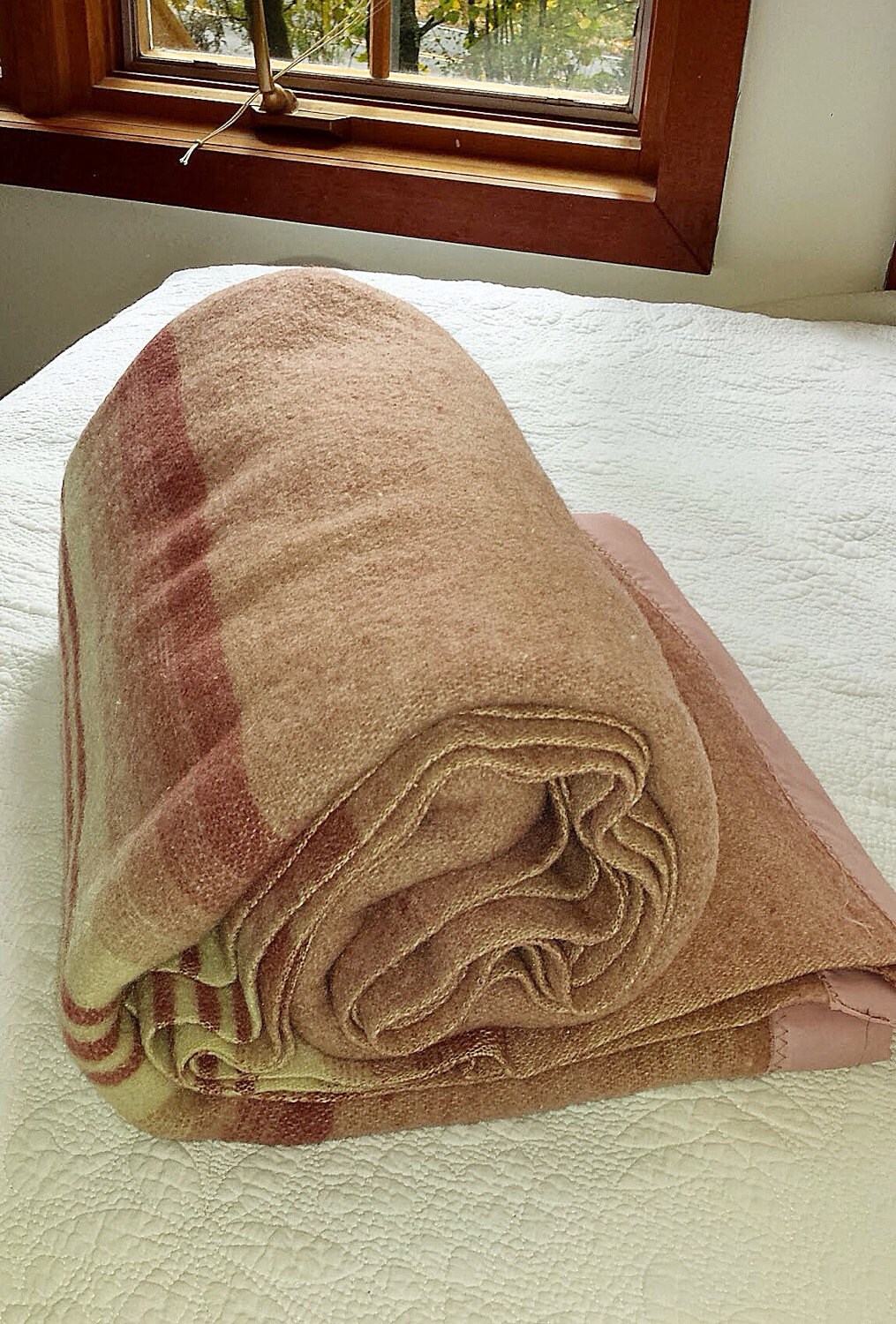 Vintage Mauve Dusty Rose WOOL Blanket FREE by LEMmONyADEstAND