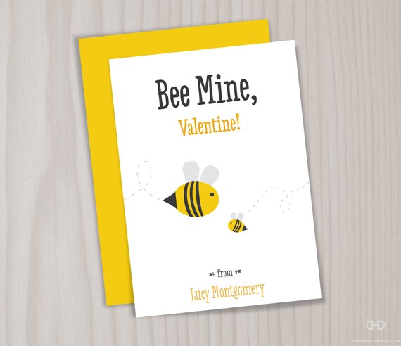 Download Personalized BEE Mine Valentine's Day Cards for Kids