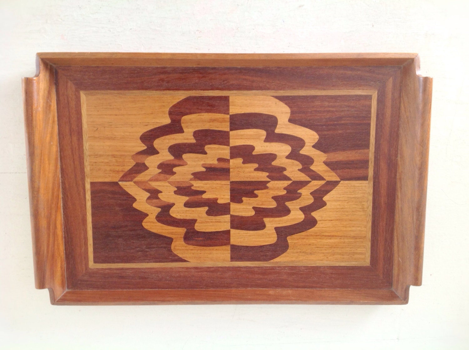 Vintage Wood Inlay TrayVintage Serving Tray Mod