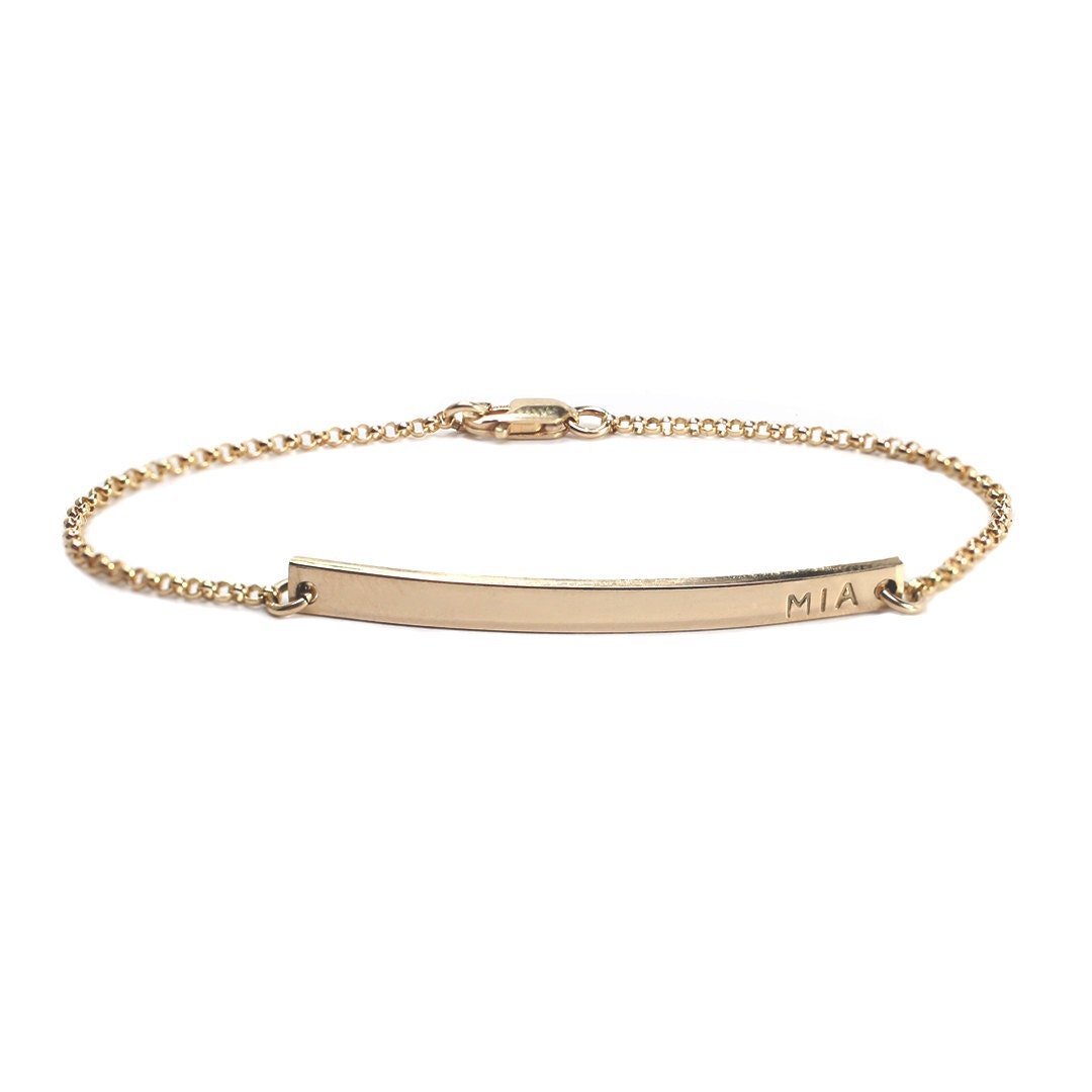 Gold Skinny Bar Bracelet / Gold Name Bracelet / Gold