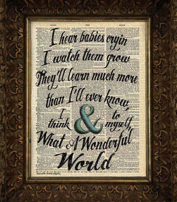 Louis Armstrong Wonderful World Lyrics Calligraphy