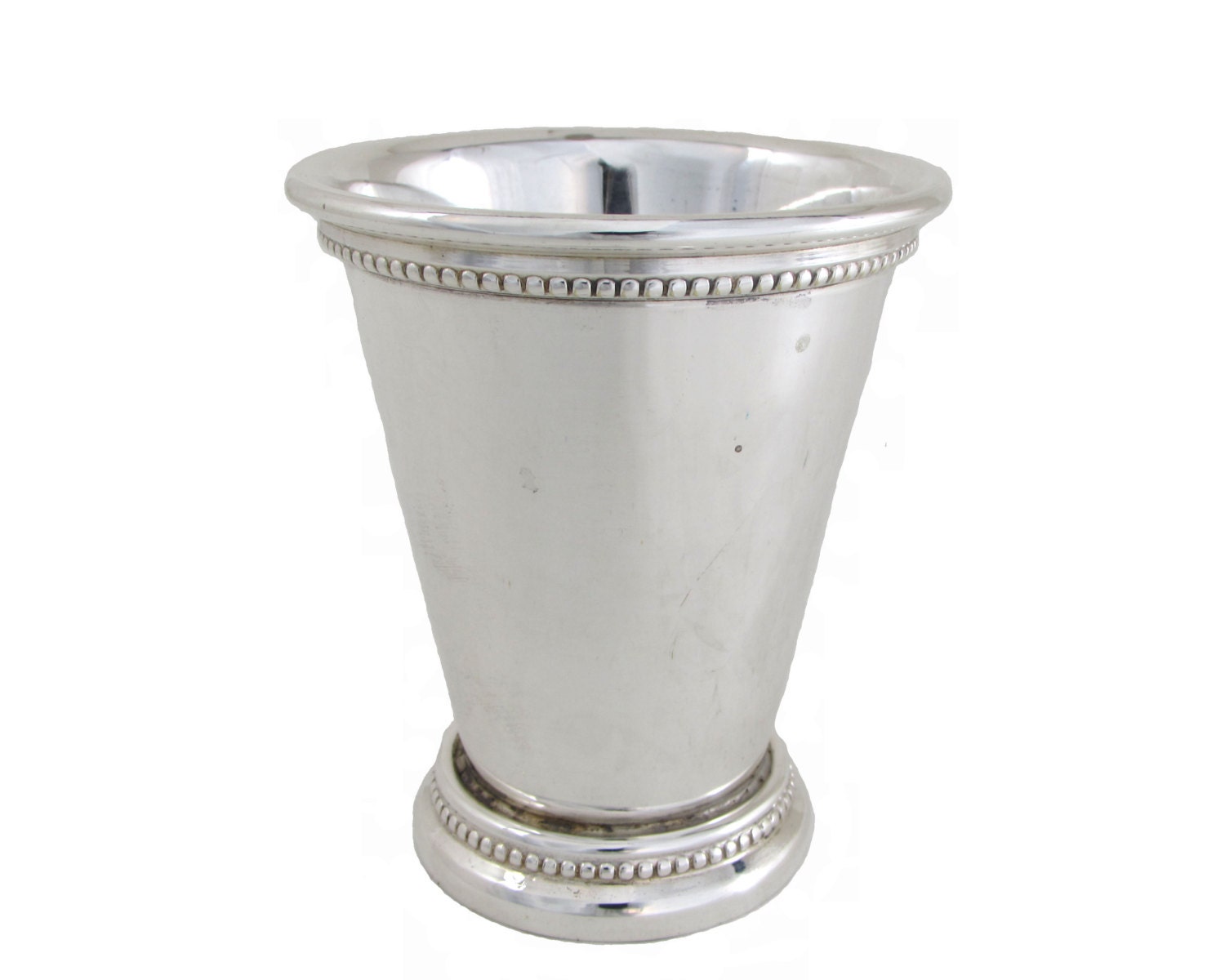 Silver Plated Beaded Mint Julep Cup Small Vase