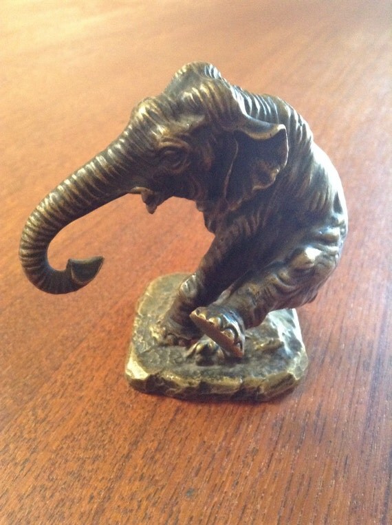 Antique Vintage Bronze Miniature Elephant Statue by atomicancient