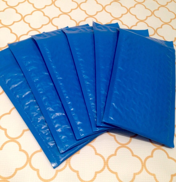 25 4x8 Blue Glossy Poly Bubble Mailers 4x8 Padded by ShipAway