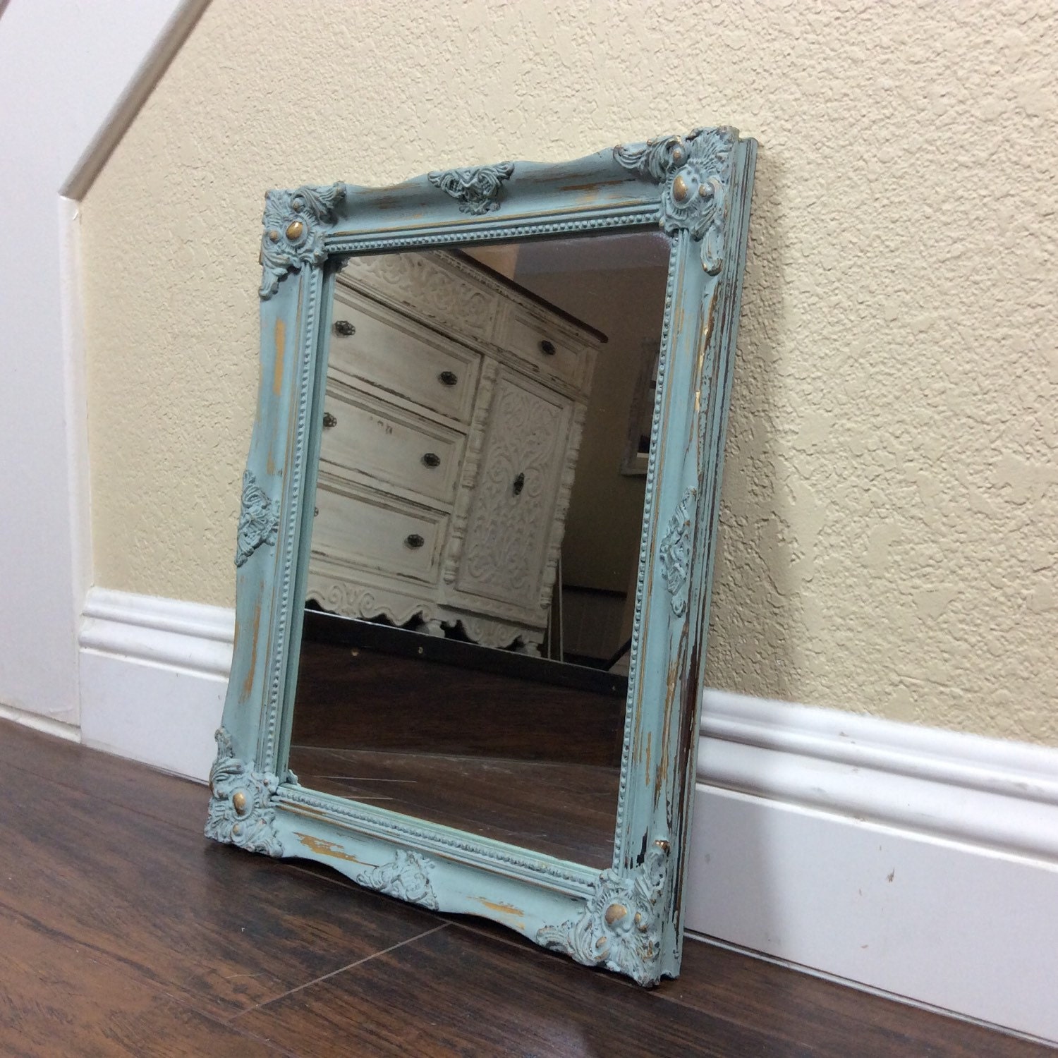 Mirror Blue Mirror Ornate Framed Mirror Wall Mirror