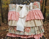 Ruffled DIAPER-BAG shabby country chic Beach Bag tote in Natural Cotton fabric Cottage Chic Wedding/Baby Gift MONOGRAM Large Womens Handbags