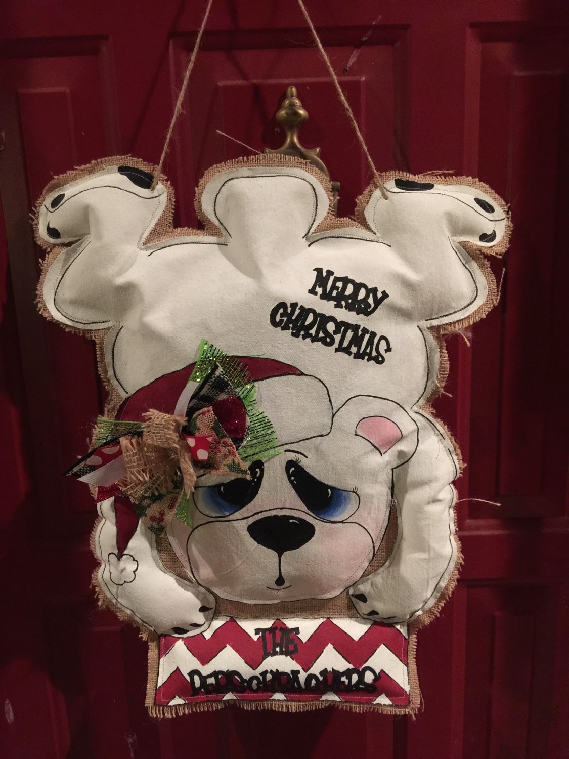 Polar bear door hanger, christmas door hanger