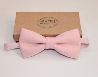 Pale Pink Pre Tied Linen Bow Tie / Light Pink Bow Tie / Pink Toddler ...