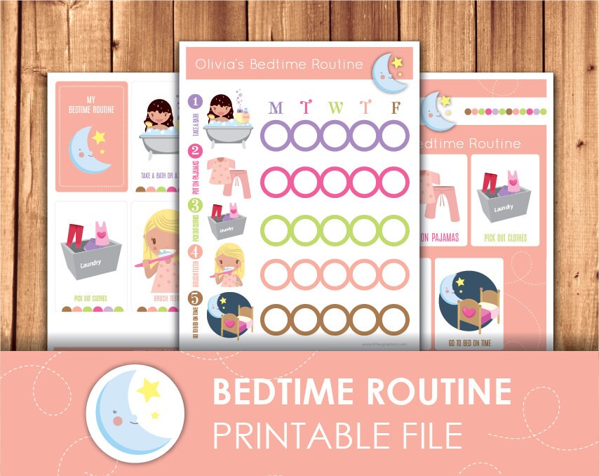 Printable Bedtime Routine Checklist Daily by LittleGraphics