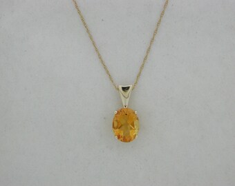 Natural Citrine Pendant Solid 14kt Yellow Gold