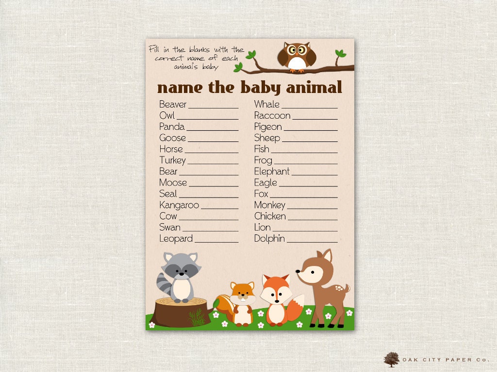 26 Images Baby Animals Game Baby Shower Baby Shower
