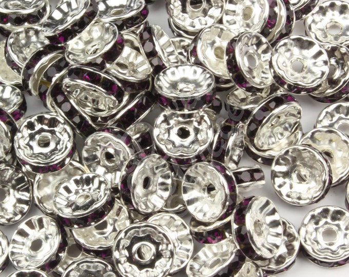 07 Violet Amethyst Rondelle Spacer Beads Glass Crystal Swarovski Quality Rhinestones 6MM 8MM 10MM