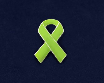 25 Lime Green Ribbon Awareness Pins (25 Pins) (P-29-9)
