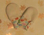 Cream Waterproof Teething Mittens for Finger Chewing Babies * velcro cuff*