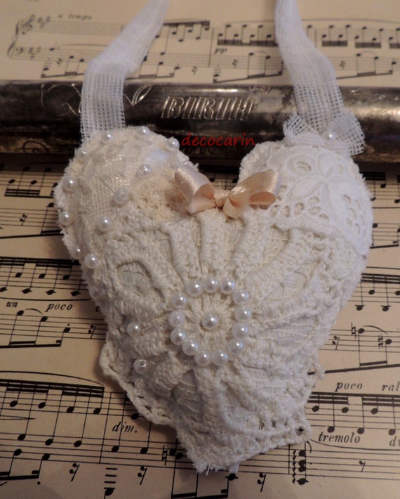 Shabby Heart Wedding Decor Shabby Chic Heart Vintage by decocarin