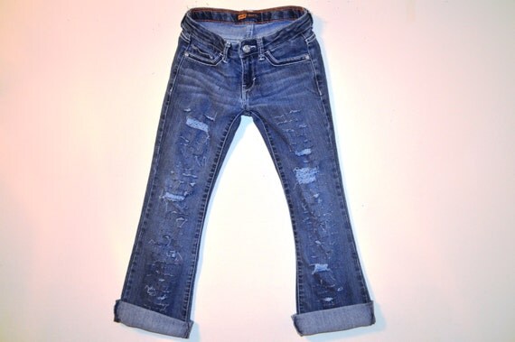 Items similar to Ripped & Destroyed Kids Levi Strauss Bootcut Size 8 ...