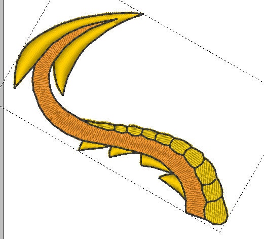 Dragon tail embroidery design pocket topper