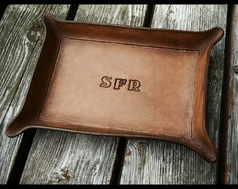 Personalized Leather Valet Tray for Dresser or Desk