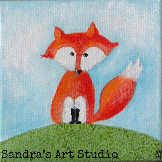 Kids art FOX Acrylic painting on canvas 78x78