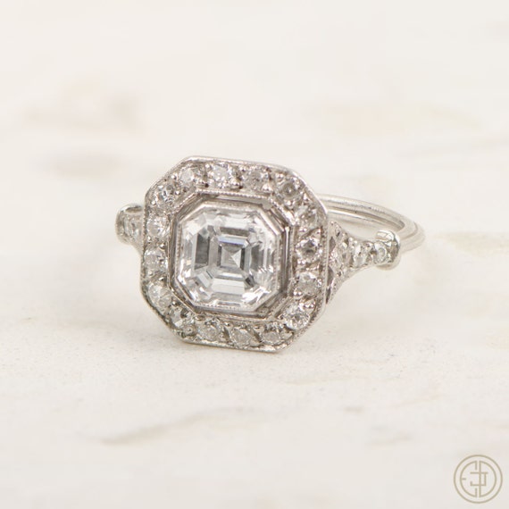 Vintage Engagement Ring Asscher Cut by EstateDiamondJewelry