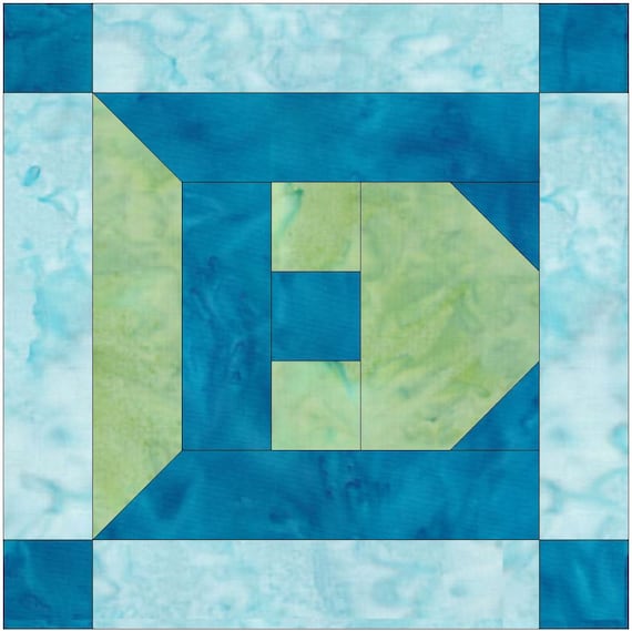 Letter E Paper Piece Foundation Quilting Block Pattern