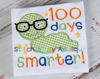 100 Days of School Worm Machine Applique Design
