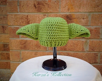 Star Wars baby Yoda hat, newborn to adult, crochet photo prop, baby girl hat, baby boy hat