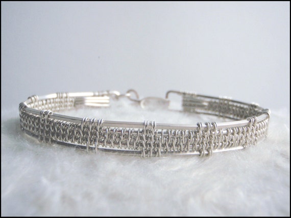 Sterling silver wire weave bracelet. Custom made to order.