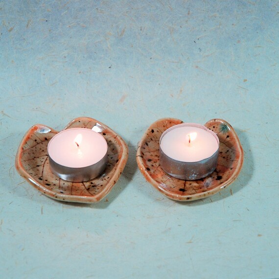 Ceramic Leaf Plate Pair Candle Holder Tea light holder