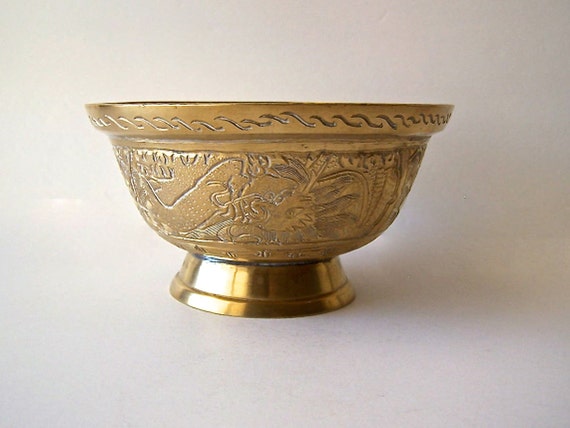 Antique Heavy Chinese Brassbronze Dragon Bowl By Picabosplace 4662