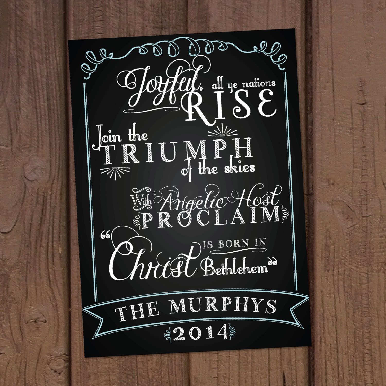 Hark Religious Christmas Chalkboard Card