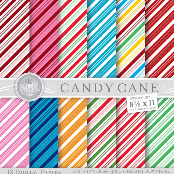 Christmas Digital Paper CANDY CANE STRIPES