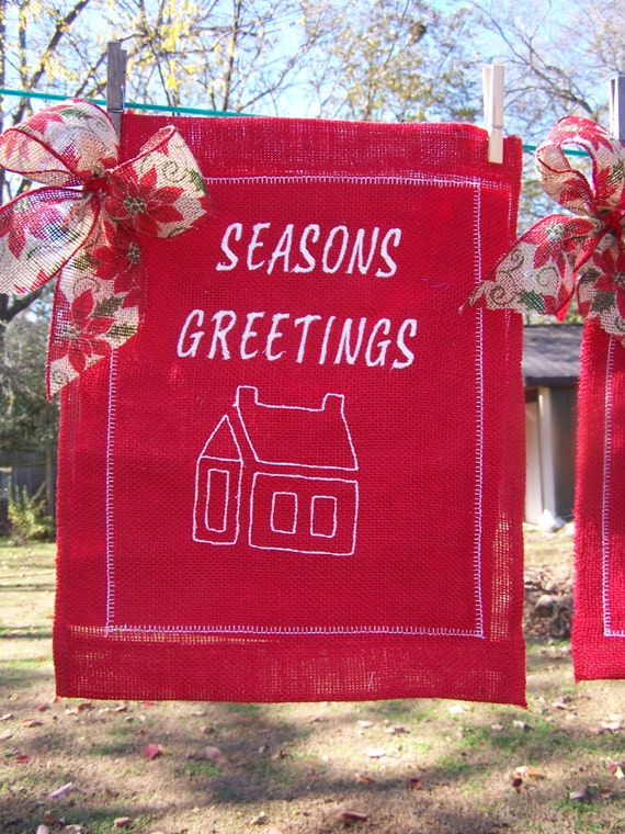 Burlap Holiday Embroidered Garden Flags Christmas Flags Red Flags Decoration for the Outdoors