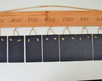 Rustic Weekly Planner Memo board replica Slate chalkboard Solid Wood