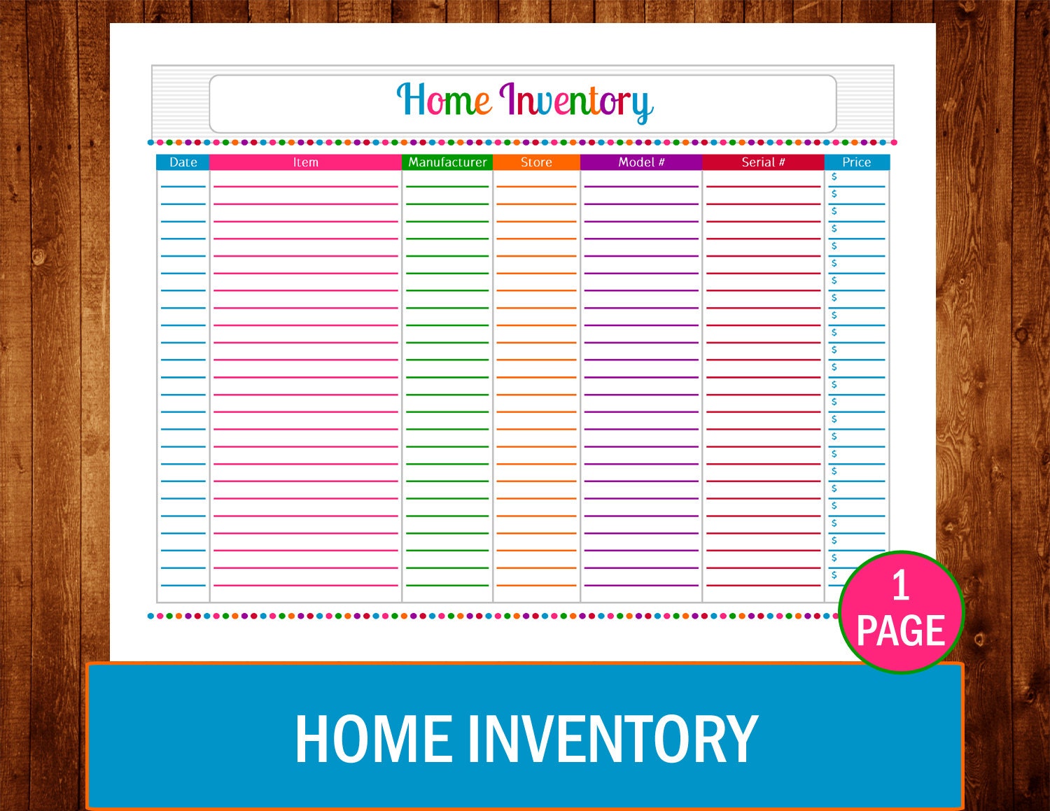 free printable home inventory list