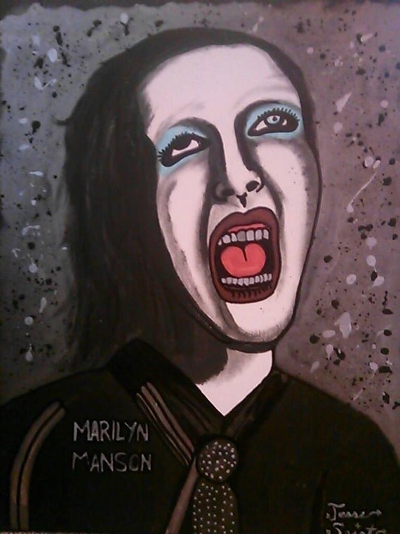 ON SALE Painting 16x20 Marilyn Manson Portrait Acrylic/Oil on