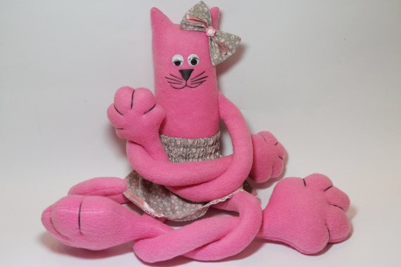 pink stuffed animal cat