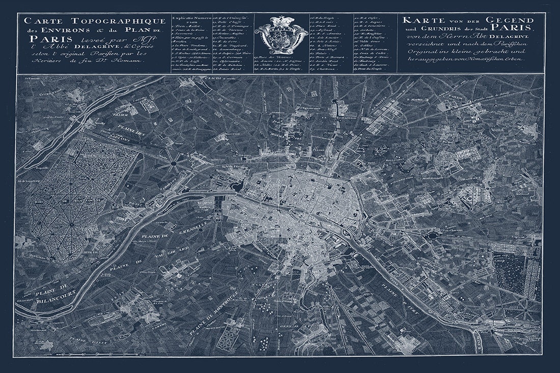 Paris Map. Blueprint Paris City Map Paris Blueprint by MondoMappa