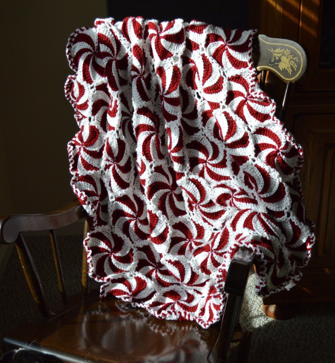 Christmas Crochet Peppermint Afghan