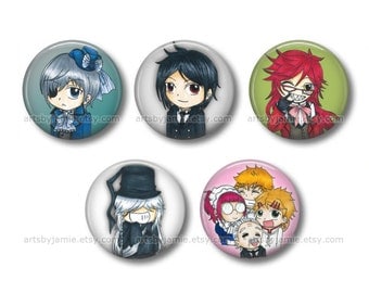 Mix and Match Anime Buttons Death Note Black Butler Soul
