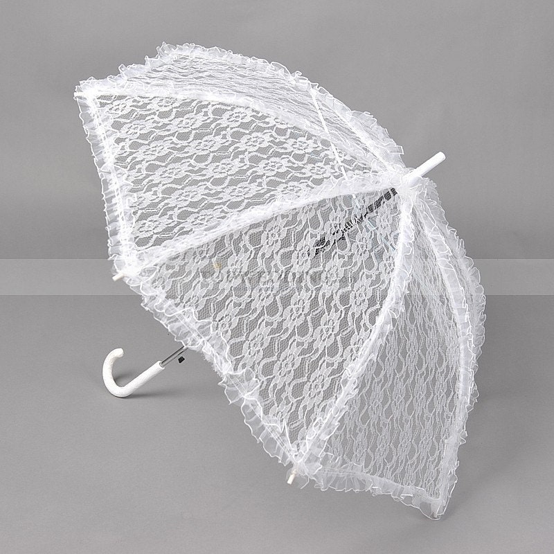 Lace Parasol Umbrella for Bride in Wedding White by PartySpin