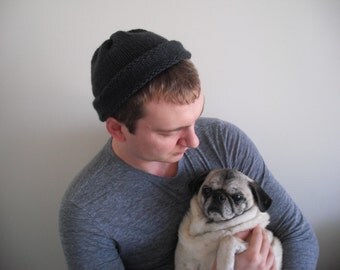 Men's Knit Hat Simple Wool Beanie, Sailor Beanie // Haldir Hat // Charcoal